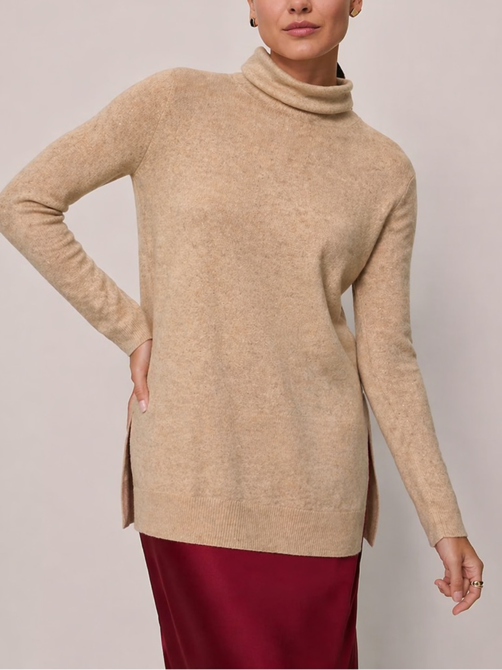 Ann Taylor Wool Blend Turtleneck Tunic Sweater